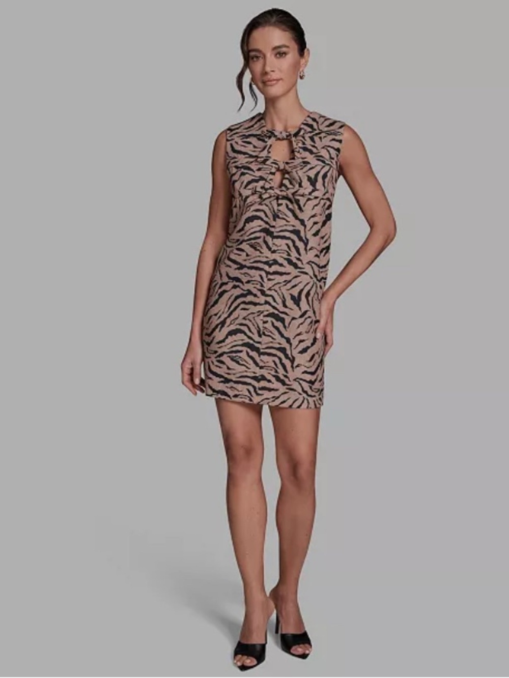 BCBG Zebra Print Bow Shift Dress Women's Size 16
